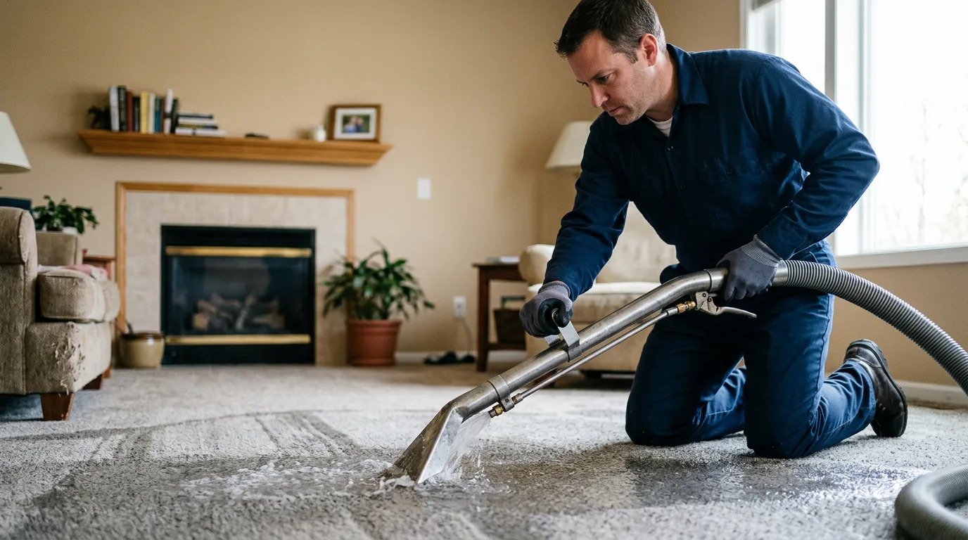 Water damage restoration technician working near Wells, NY